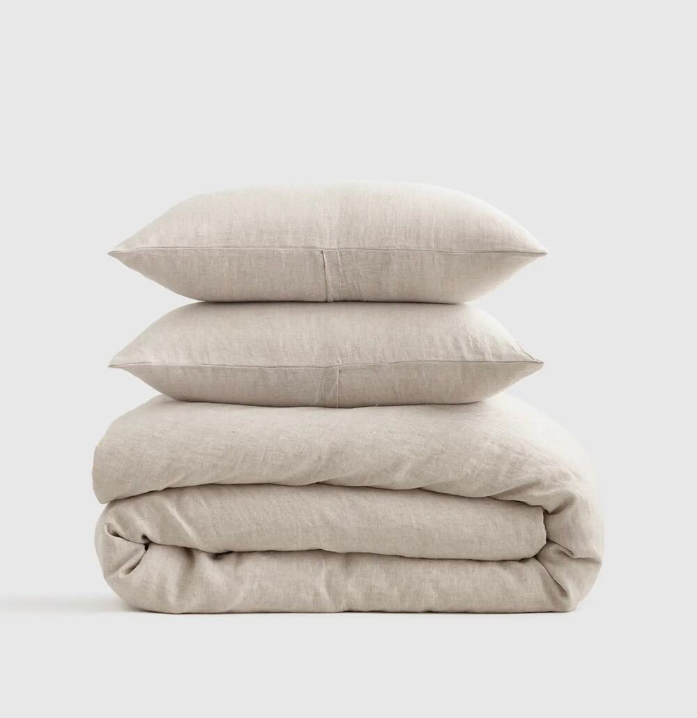 Quince European Linen Duvet Cover Set Full/Queen Sand NWT